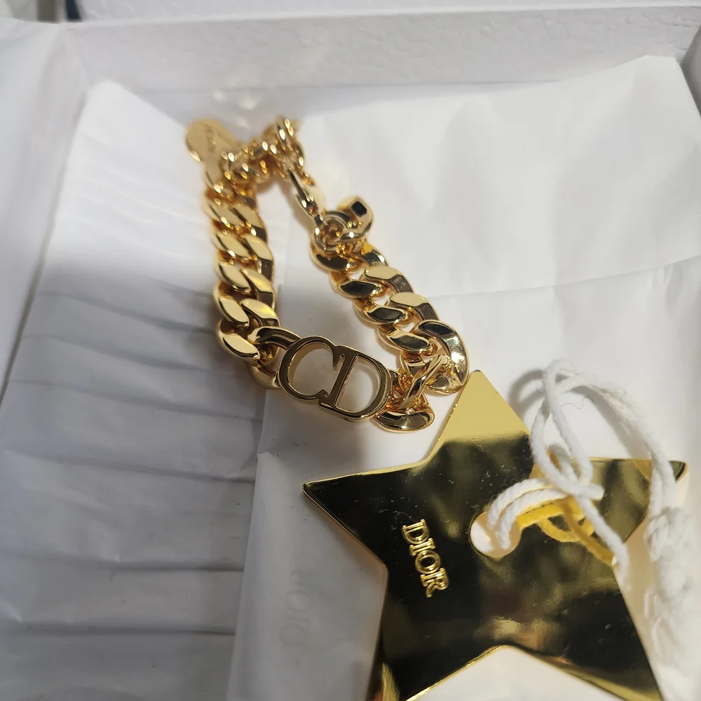 DIOR CD Gold Tone Star Charm Bracelet - Gold - Picture 2 of 3
